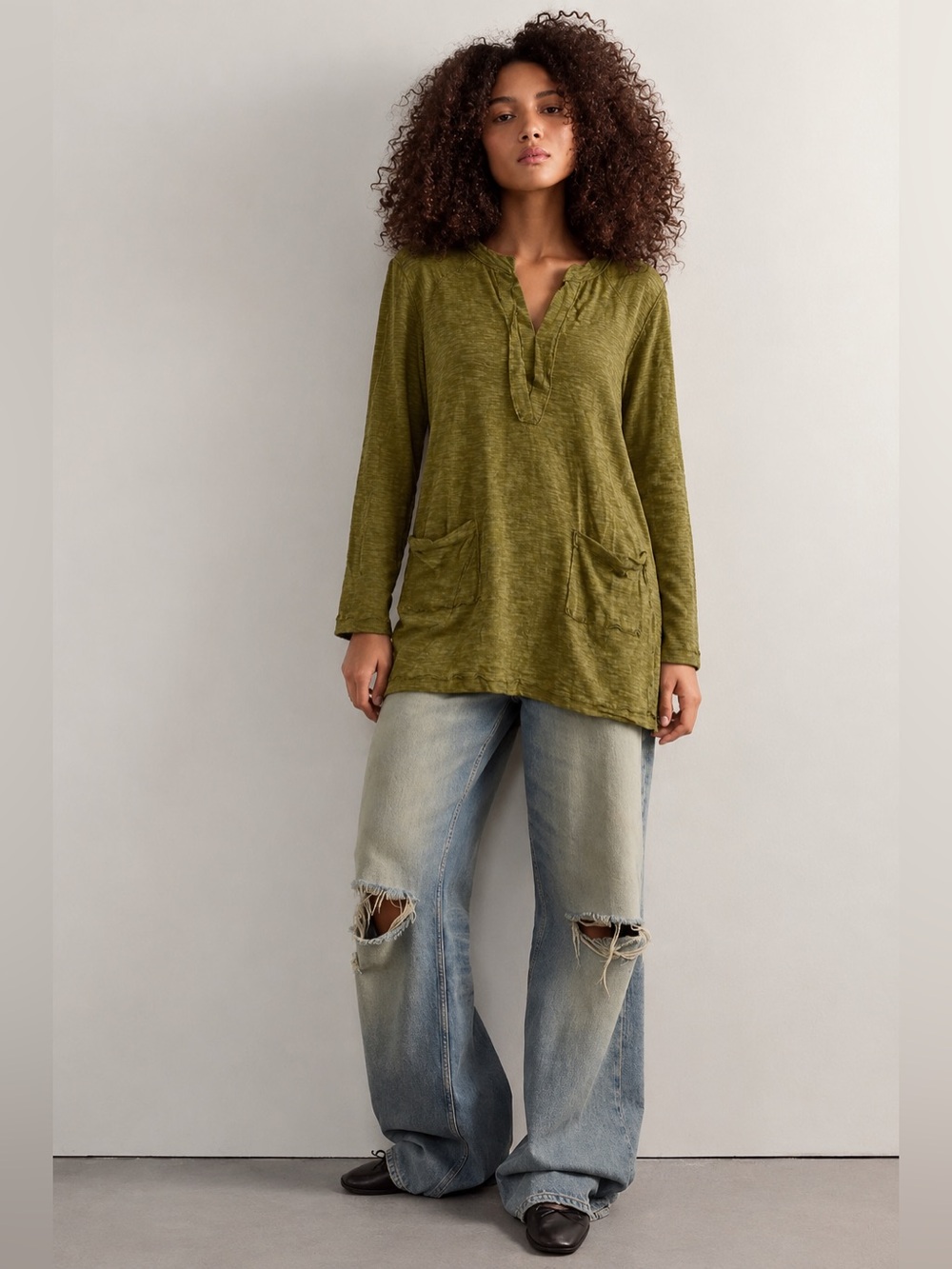 Free People beach long-sleeve knit tunic top